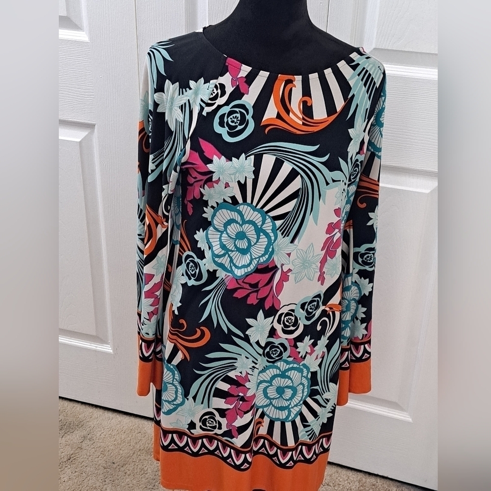 MSK Floral Patterned Dress with Bell Sleeves